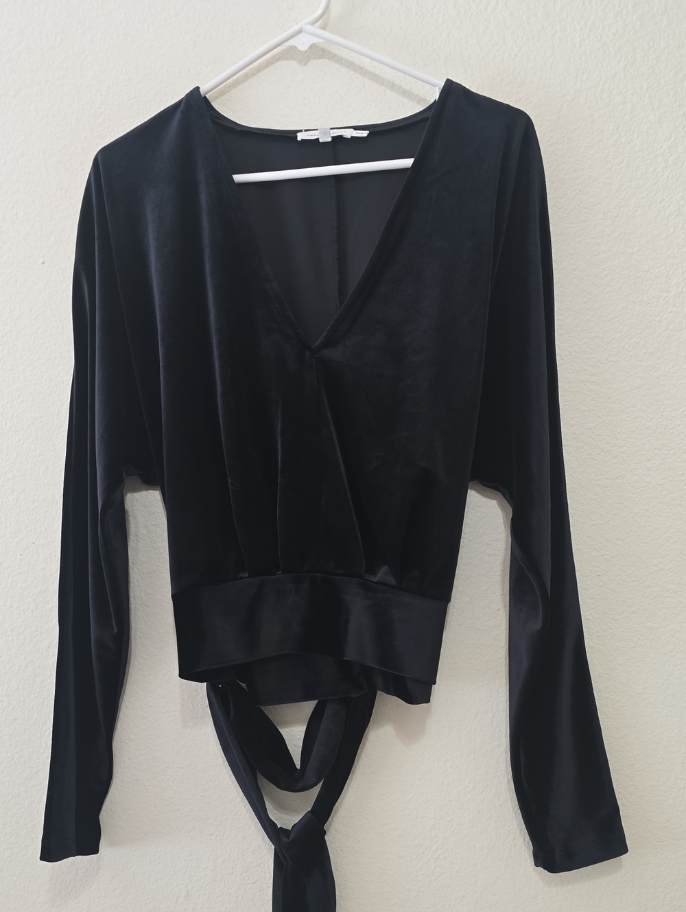 Black Velvet Wrap Tie-Back Top